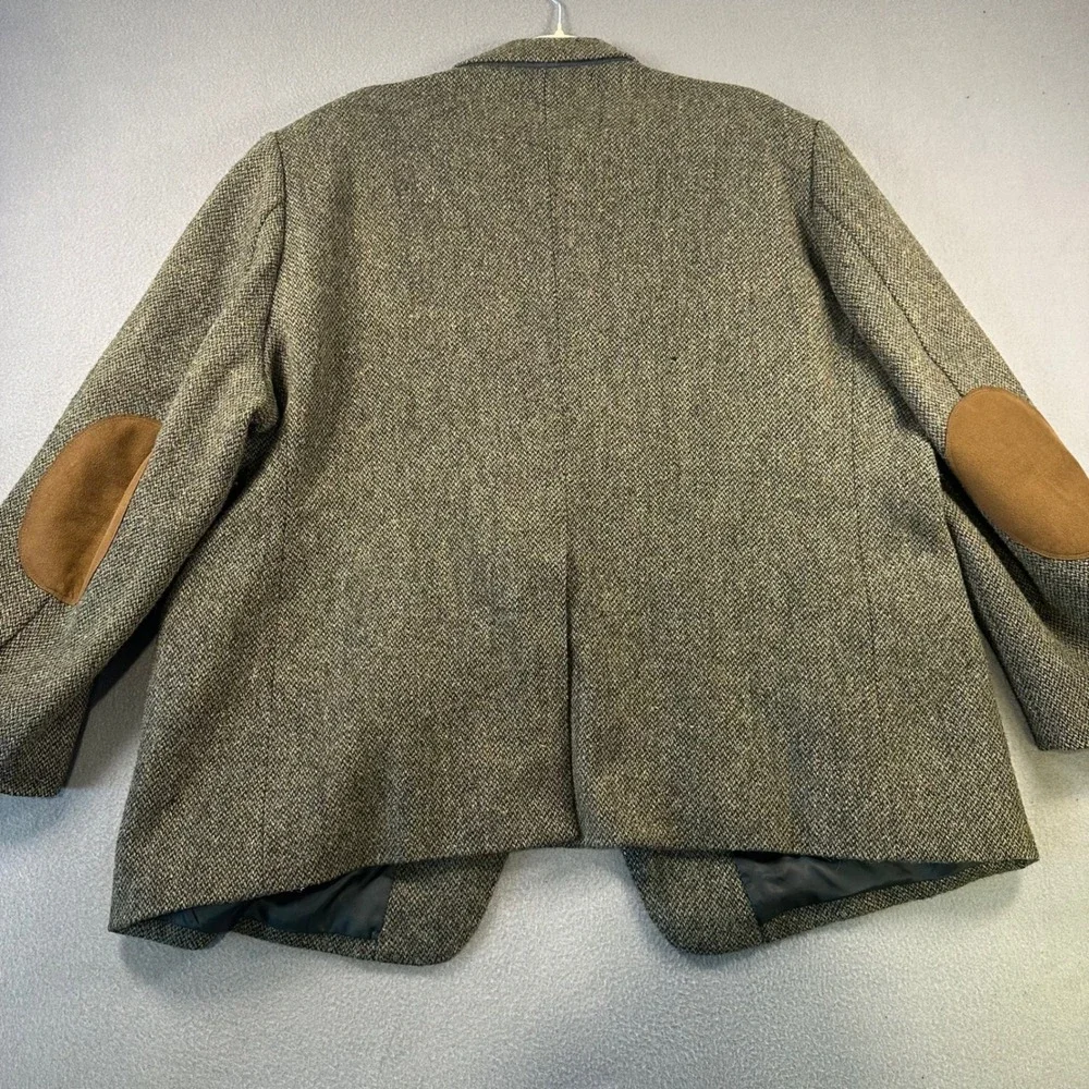 Astor & Black Harris Tweed Blazer Mens Brown Wool Sport Coat Elbow Patches 51